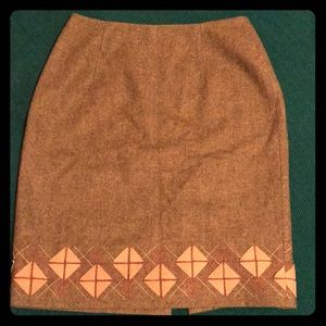 Classy Pencil Skirt with Appliqué & Embroider Hem